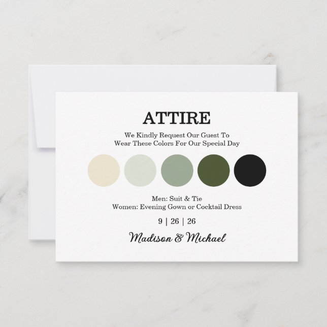 Modern Wedding Attire Dress Code Enclosure Card (Front)
