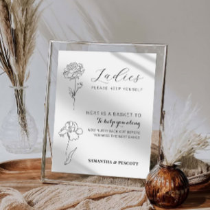 Modern wedding bathroom sign