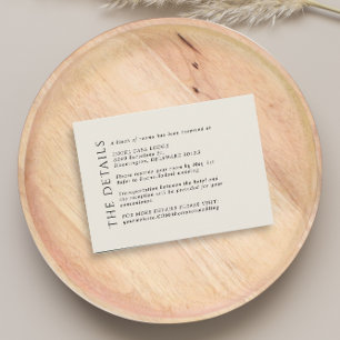 Modern Wedding Beige Black Details Enclosure Card