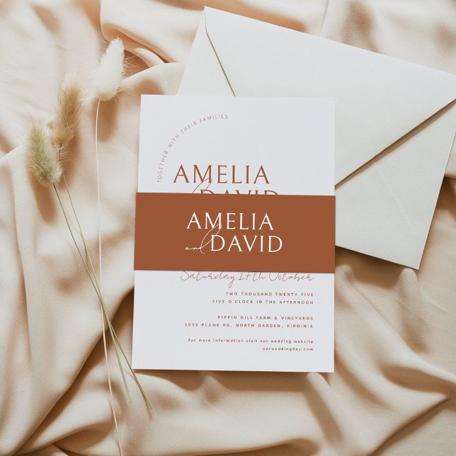 Modern Wedding Belly Band Bride and Groom Names Invitation Belly Band (Creator Uploaded)