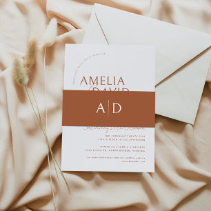 Modern Wedding Belly Band with Monogram Invitation Belly Band