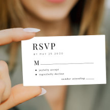 Modern wedding black and white budget RSVP