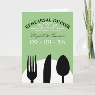 Modern Wedding Black Cutlery Rehearsal Dinner Invitation