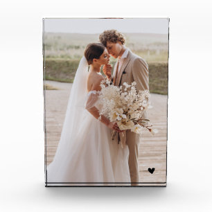 Modern Wedding Black Heart Keepsake Photo Block