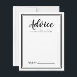 Modern Wedding Black White Newlywed Advice Card<br><div class="desc">Simple and elegant wedding newlywed advice card features a minimalist design with a double frame border in sophisticated black on a crisp white background. Personalise with your names. Space provided for your guest to add their advice, well wishes, and signature. Lettering and script are in black. The back of the...</div>