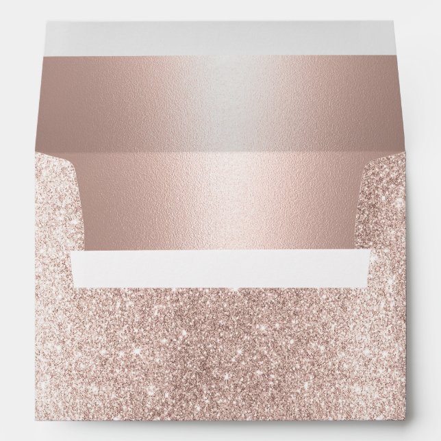 Modern Wedding Blush Rose Gold Glitter 5X7  Envelope (Back (Bottom))