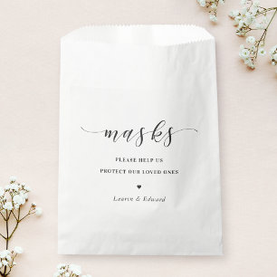 Modern Wedding Bridal Shower Face Mask Favour Bags