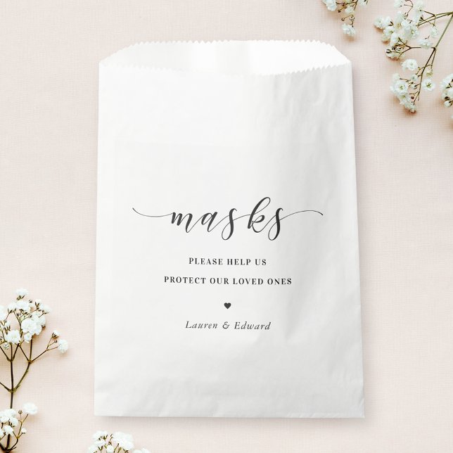 Modern Wedding Bridal Shower Face Mask Favour Bags (Creator Uploaded)