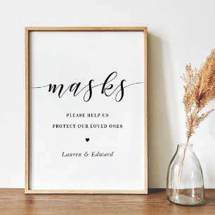 Modern Wedding Bridal Shower Face Mask Sign