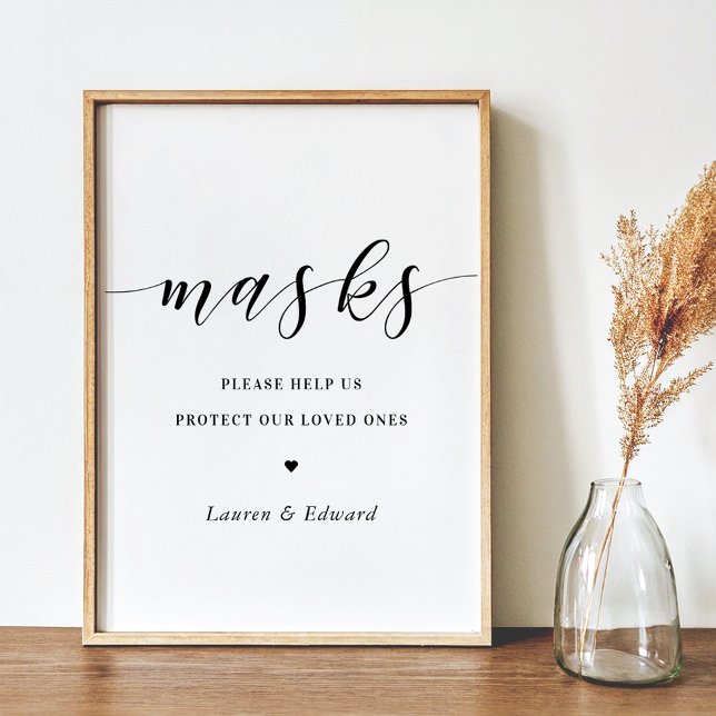 Modern Wedding Bridal Shower Face Mask Sign (Creator Uploaded)