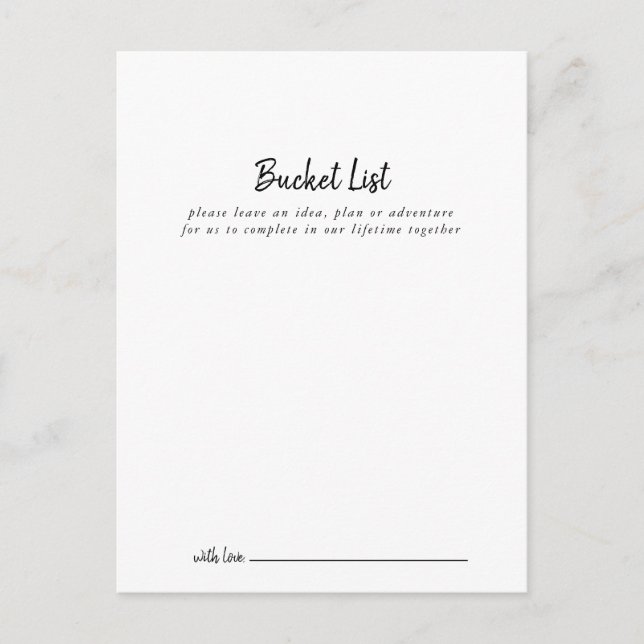 Modern Wedding Bucket List Cards (Front)