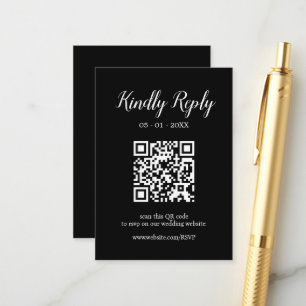 Modern Wedding Calligraphy Editable QR Code RSVP Enclosure Card