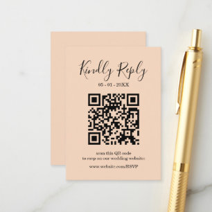 Modern Wedding Calligraphy Editable QR Code RSVP Enclosure Card