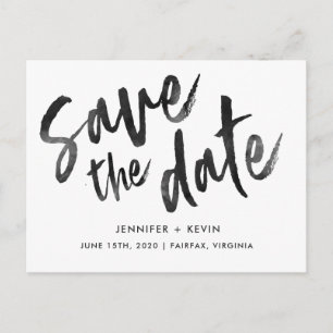 Modern Wedding Calligraphy Simple Save the Date Announcement Postcard