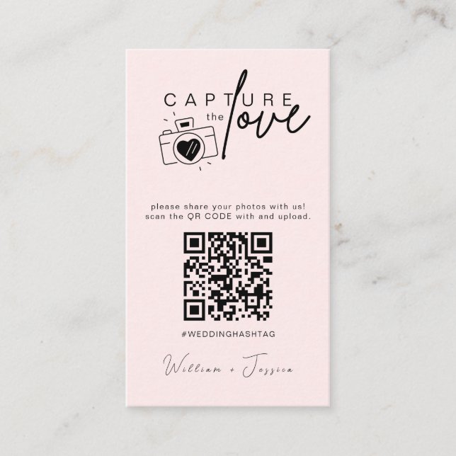 Modern Wedding Capture the love Qr Code Enclosure Card (Front)