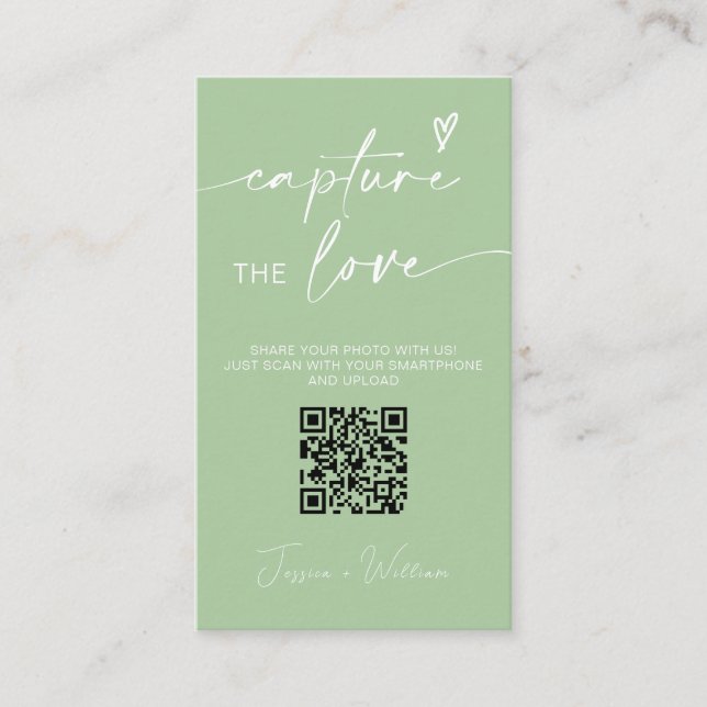 Modern Wedding Capture the love Qr Code Enclosure Card (Front)