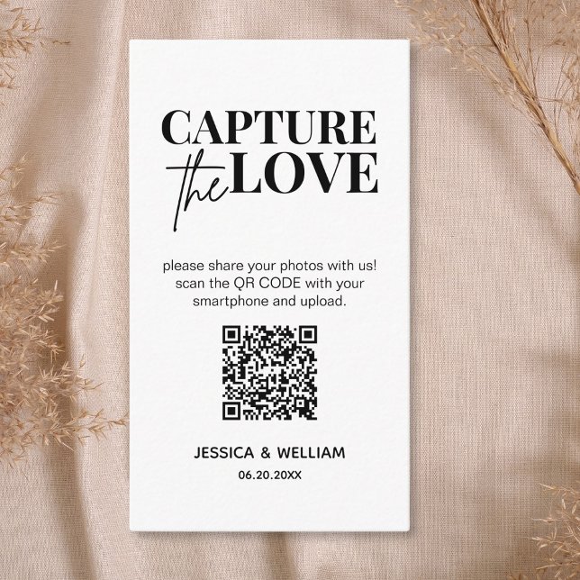 Modern Wedding Capture the love Qr Code Enclosure Card (Creator Uploaded)