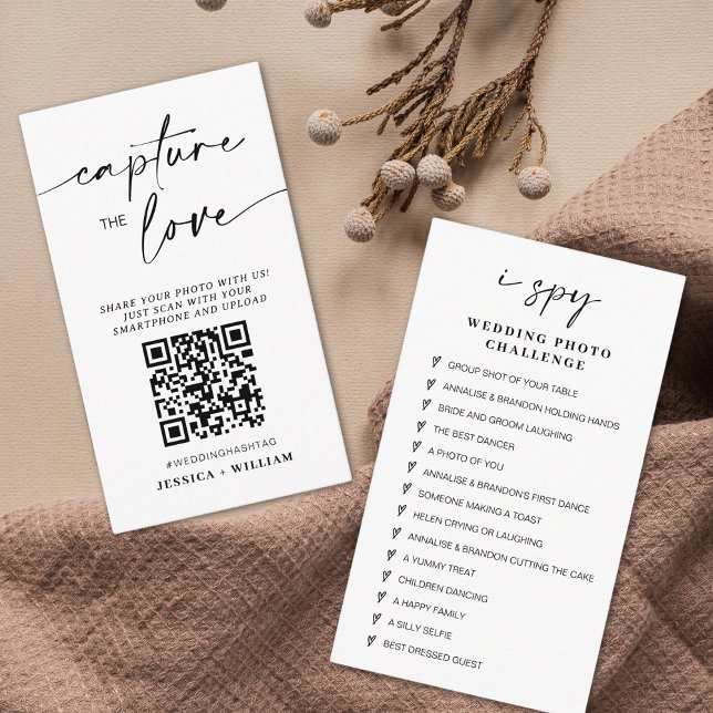 Modern Wedding Capture the love Qr Code Enclosure Card (Creator Uploaded)
