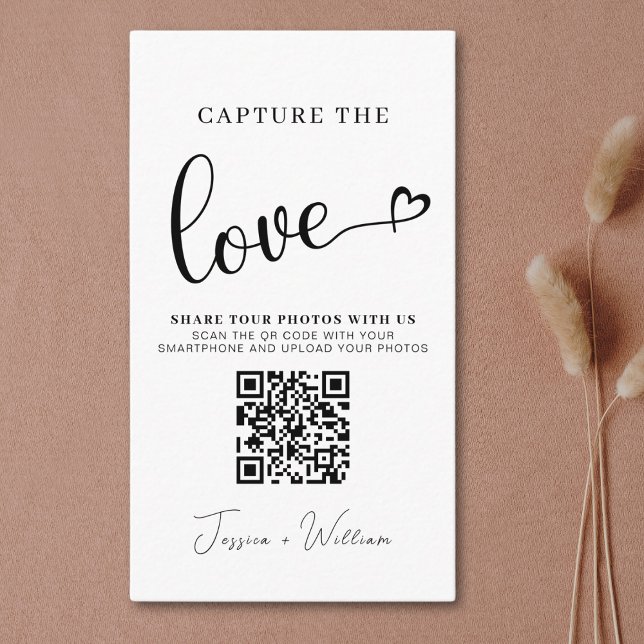 Modern Wedding Capture the love Qr Code Enclosure Card (Creator Uploaded)