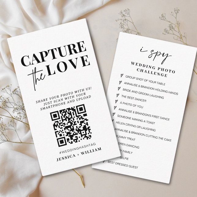 Modern Wedding Capture the love Qr Code Enclosure Card (Creator Uploaded)