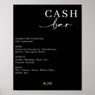 Modern Wedding Cash Bar Bar Drink Menu Sign
