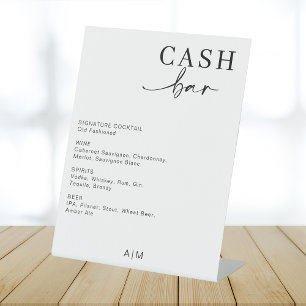 Modern Wedding Cash Bar   Bar Drink Menu Sign