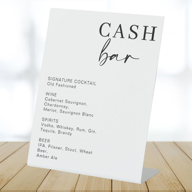 Modern Wedding Cash Bar | Bar Drink Menu Sign (Creator Uploaded)