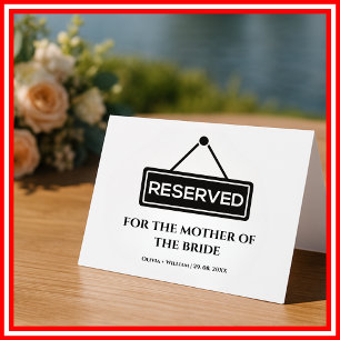 Modern Wedding Ceremony Reserved Chair Card