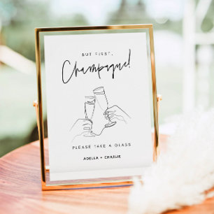 Modern Wedding Champagne Sign