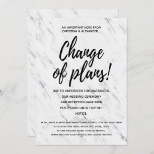 Modern Wedding Change of Plans Postponed Cancelled Invitation
