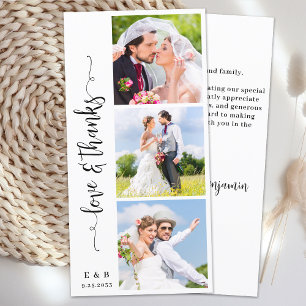 Modern Wedding Chic Personalised Monogram 3 Photo  Thank You Card