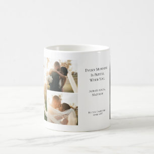 Modern Wedding Couple Anniversary 4 Photo Collage Coffee Mug