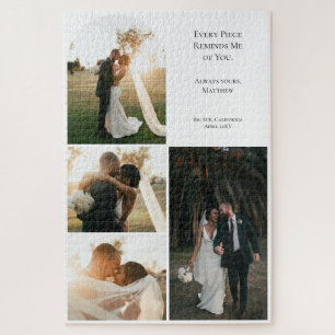 Modern Wedding Couple Anniversary 4 Photo Collage Jigsaw Puzzle