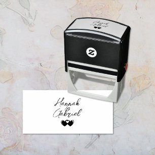 Modern Wedding Couple Heart Self-inking Stamp