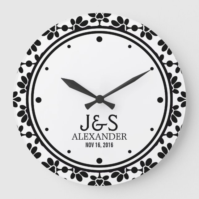 Modern Wedding Couple Personalised Large Clock (Front)