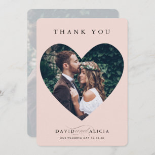 MODERN WEDDING couple photo heart frame blush pink Invitation