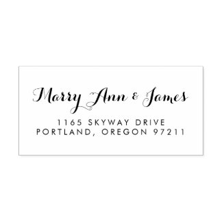 Modern Wedding Couple's Name Address Self-inking Stamp