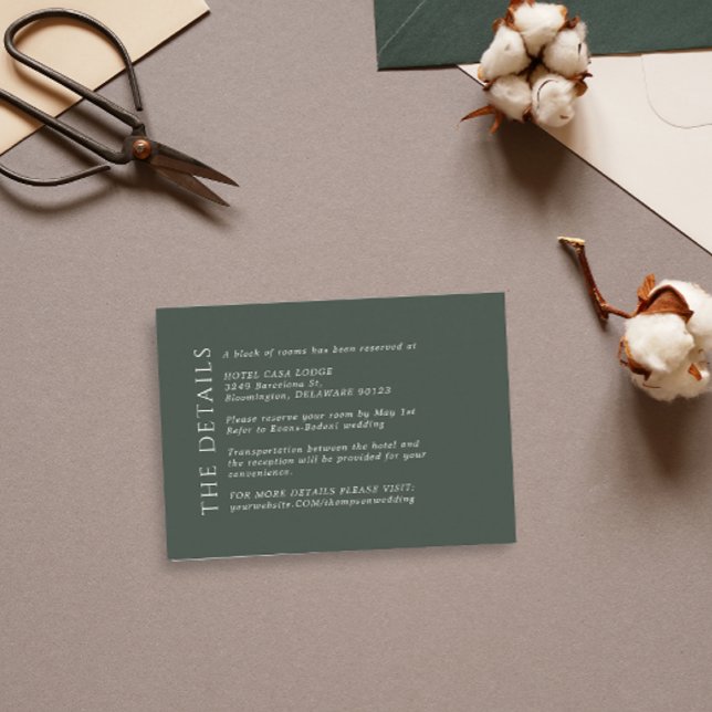 Modern Wedding Dark Green Details Enclosure Card (Creator Uploaded)