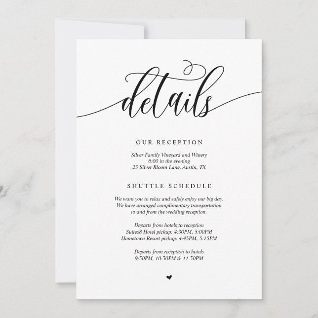 Modern Wedding Details, Navy Blue Enclosed Card (Front)