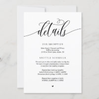 Modern Wedding Details, Navy Blue Enclosed Card