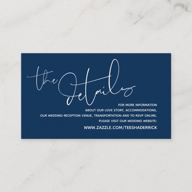 Modern Wedding Details, Online RSVP Enclosure Card (Front)