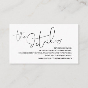 Modern Wedding Details, Online RSVP Enclosure Card