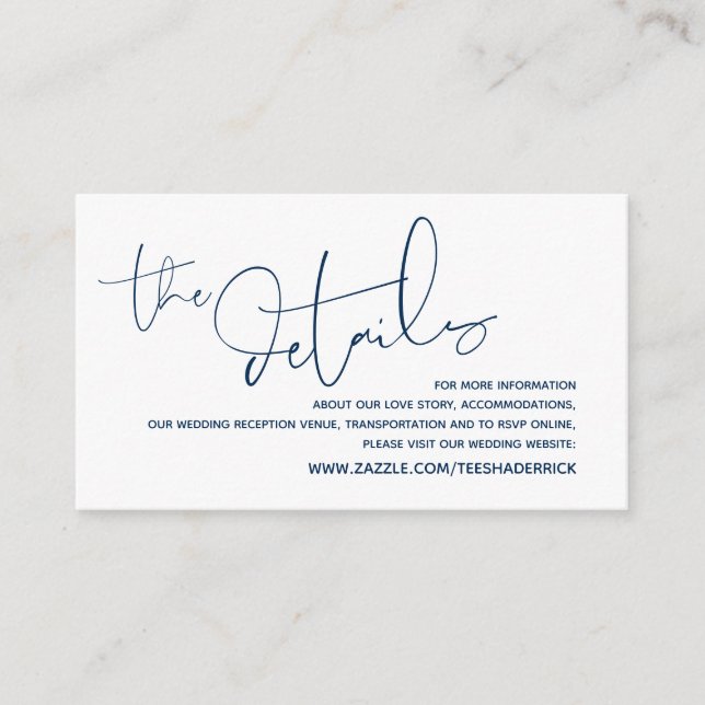Modern Wedding Details, Online RSVP Enclosure Card (Front)