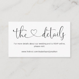 Modern Wedding Details Website Enclosure Card