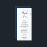 Modern Wedding Dinner Place Setting Thank You Card<br><div class="desc">This is the Modern romantic script, in classy Navy Blue font, Place Setting Thank You Cards. Share the love and show your appreciation to your guests, when they sit down at their seat and read this personalised charming thank you place setting card. It's a wonderful way to kick off your...</div>