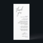 Modern Wedding Dinner Place Setting Thank You Card<br><div class="desc">This is the Modern romantic script, in Black font, Place Setting Thank You Cards. Share the love and show your appreciation to your guests, when they sit down at their seat and read this personalised charming thank you place setting card. It's a wonderful way to kick off your special day...</div>