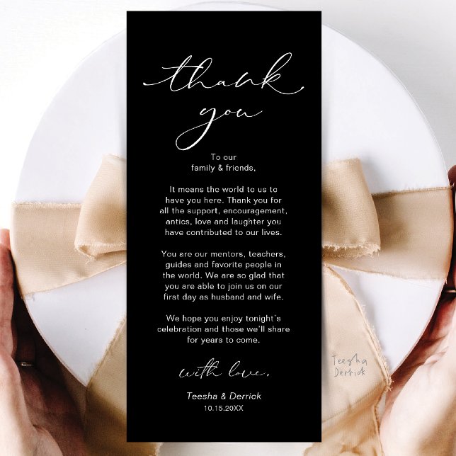 Modern Wedding Dinner Place Setting Thank You Card (Modern Wedding Dinner Place Setting Thank You Card in Black and White)