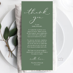 Modern Wedding Dinner Place Setting Thank You Card