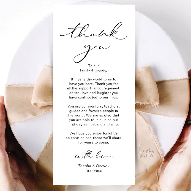 Modern Wedding Dinner Place Setting Thank You Card (Modern Wedding Dinner Place Setting Thank You Card in Black and White)