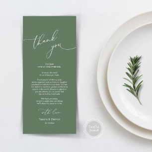 Modern Wedding Dinner Place Setting Thank You Card